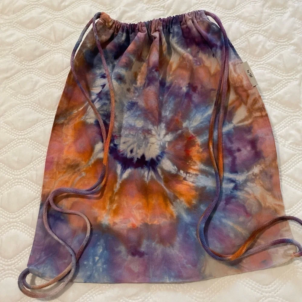 Hand crafted tie dye Drawstring Backpack 100% Cotton